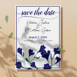Hochzeit von Navy Blue Floral Water Save The Date