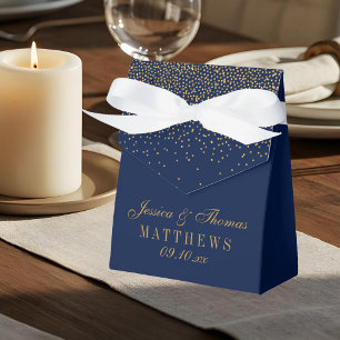 Hochzeit von Navy Blue & Glam Gold Confetti Geschenkschachtel