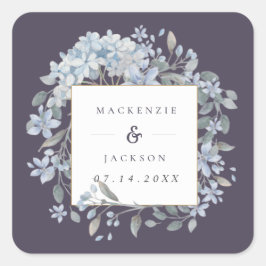 Hochzeit von Navy & Blue Hydrangeas Rahmen Quadratischer Aufkleber