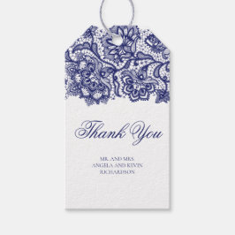 Hochzeit von Navy Blue Lace Geschenkanhänger