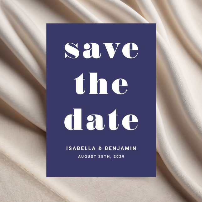 Hochzeit von Navy Blue Modern Typografy Save The Date (Navy Blue Modern Typography Wedding Save The Date)