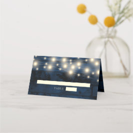 Hochzeit von Navy Blue Rustic Wood Water Platzkarte