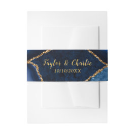Hochzeit von Navy Blue und Gold Agate Einladungsbanderole