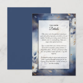 Hochzeit von Navy Blue und Gold Floral Begleitkarte