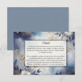 Hochzeit von Navy Blue und Gold Floral Begleitkarte