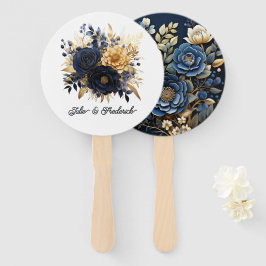 Hochzeit von Navy Blue und Gold Floral Fächer