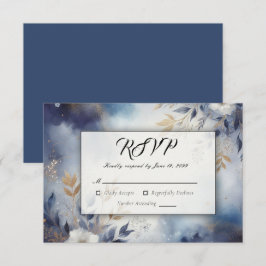 Hochzeit von Navy Blue und Gold Floral RSVP Karte