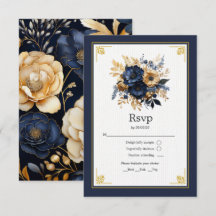 Hochzeit von Navy Blue und Gold Floral