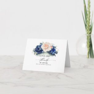 Hochzeit von Navy Blue und Peach Floral Vielen Dan Dankeskarte