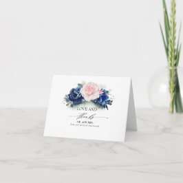 Hochzeit von Navy Blue und Pink Floral Vielen Dank Dankeskarte