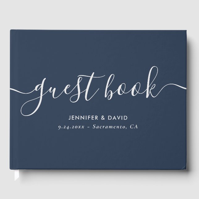 Hochzeit von Navy Blue und Silver Gästebuch (Vorderseite)