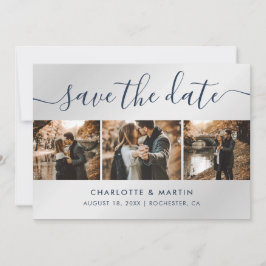 Hochzeit von Navy Blue und Silver Modern Foto Coll Save The Date