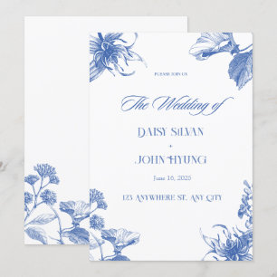 Hochzeit von Navy Blue und White Chinoiserie Einladung