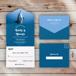 Hochzeit von Navy Blue unter dem Meer Dolphin Coas All In One Einladung