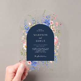 Hochzeit von Navy Blue Wildblume Acryleinladungen