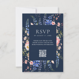 Hochzeit von Navy Blue Wildblume RSVP Karte