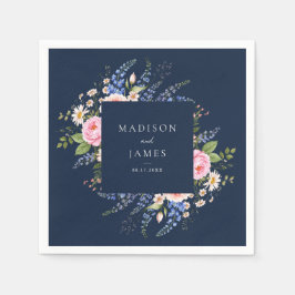 Hochzeit von Navy Blue Wildblume Serviette