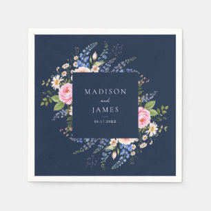 Hochzeit von Navy Blue Wildblume Serviette