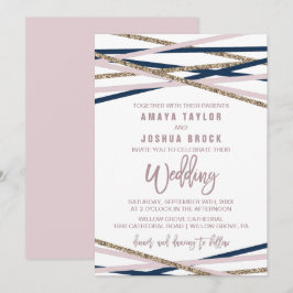 Hochzeit von Navy Blush und Gold Streamers Einladung