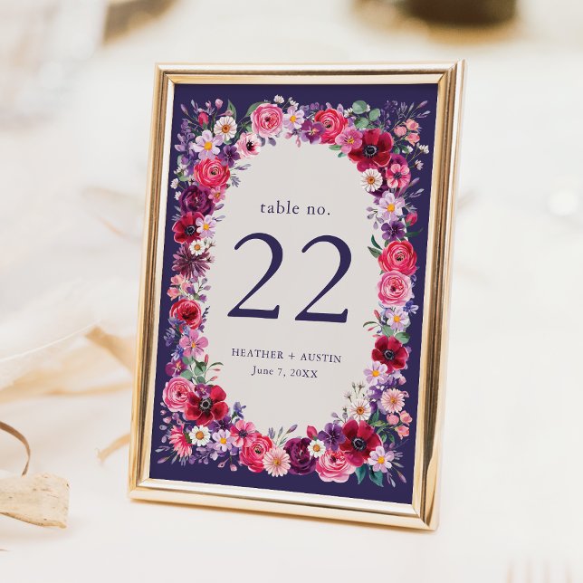 Hochzeit von Navy Floral Tischnummer (Navy Blue Floral Wedding Table Number by Painted Paperie
)