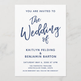 Hochzeit von Navy Lässig-Modern-Minimal-Handtypogr Einladung