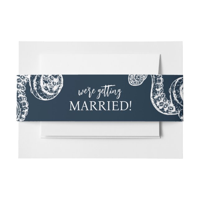 Hochzeit von Navy-Oktopus Einladungsbanderole (Vorderseite Beispiel)