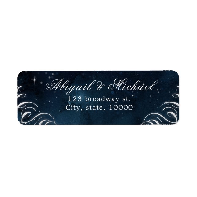 Hochzeit von Navy-Silber-Vintag-Kalligraphie (Vorne)