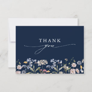 Hochzeit von Navy Spring Wildblume Meadow Garden Dankeskarte