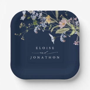 Hochzeit von Navy Spring Wildblume Meadow Garden Pappteller