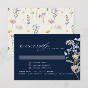 Hochzeit von Navy Spring Wildblume Meadow Garden RSVP Karte