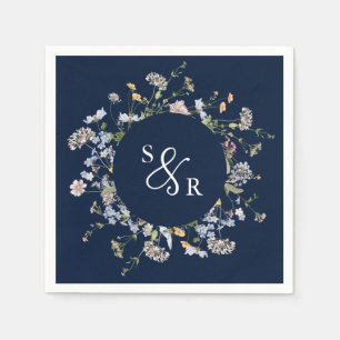 Hochzeit von Navy Spring Wildblume Meadow Garden Serviette