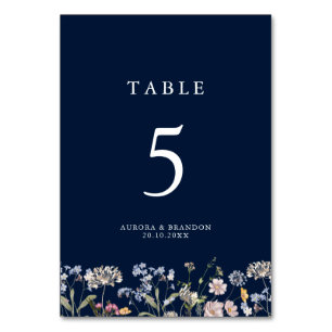 Hochzeit von Navy Spring Wildblume Meadow Garden Tischnummer
