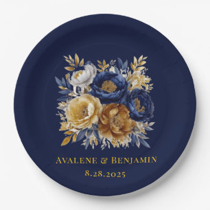 Hochzeit von Navy- und Goldmedaille Pappteller