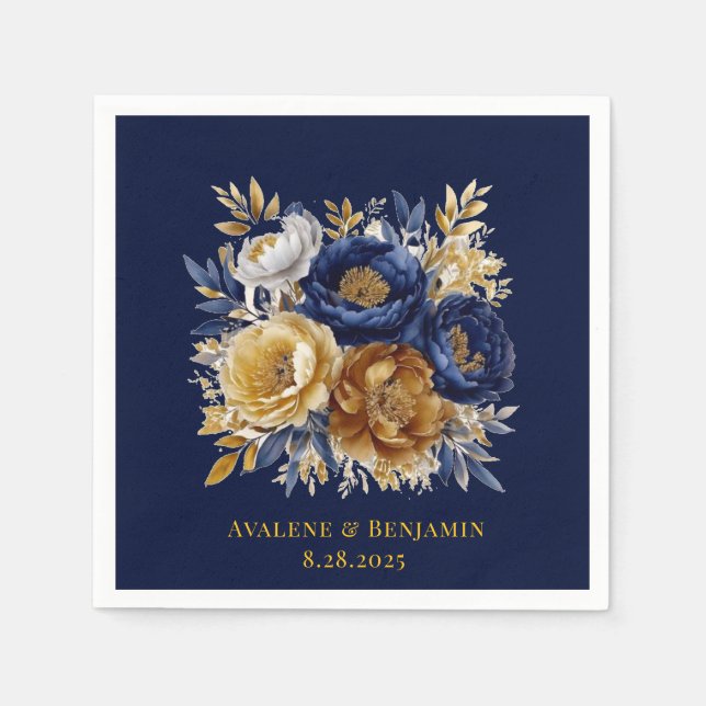 Hochzeit von Navy- und Goldmedaille Serviette (Vorderseite)