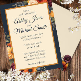 Hochzeit von Navy und Yellow Fall Wildblume Einladung