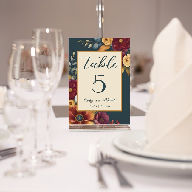 Hochzeit von Navy und Yellow Fall Wildblume Tischnummer (Von Creator hochgeladen)