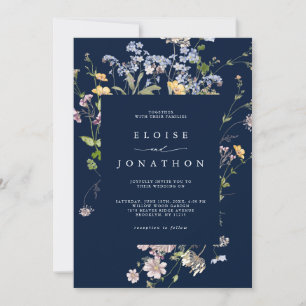 Hochzeit von Navy Wildblume Meadow Garden QR Code Einladung