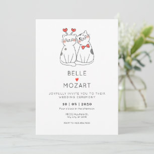 Hochzeit von niedlichen Katzenpaaren Einladung
