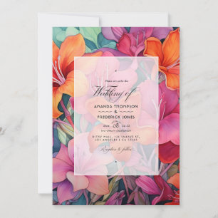 Hochzeit von Orange und Fuschia Einladung