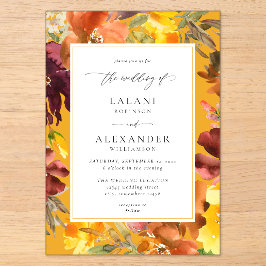 Hochzeit von Orange und Gelben Fall - 3 Gold Acryleinladungen
