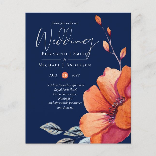Hochzeit von Orangen-Flora mit niedrigem Budget Flyer (Vorne)