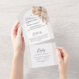 Hochzeit von Pampas All In One Einladung