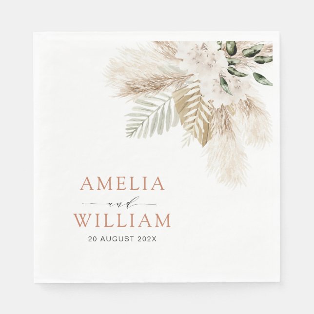 Hochzeit von Pampas und Grünpflanzen Serviette (Vorderseite)