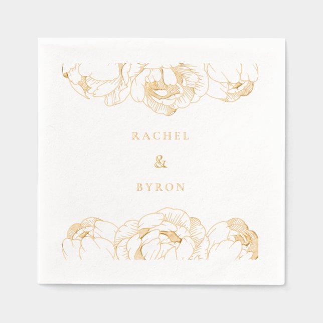 Hochzeit von Peonies Gold Servietten Mit Folie (Vorderseite)