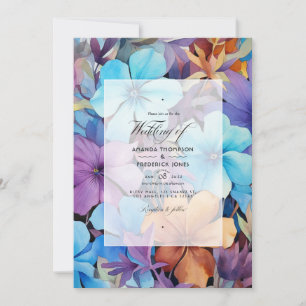 Hochzeit von Periwinkle, Türkis und Rotbraun Einladung