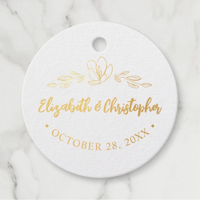 Hochzeit von personalisiert-Chic-Blätter Geschenkanhänger (Vorderseite)