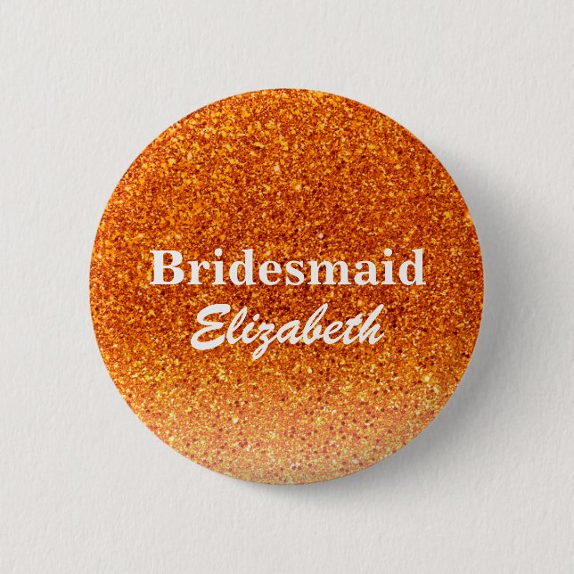 Hochzeit von personalisiert Red Glitzer Bridesmaid Button (Vorderseite)