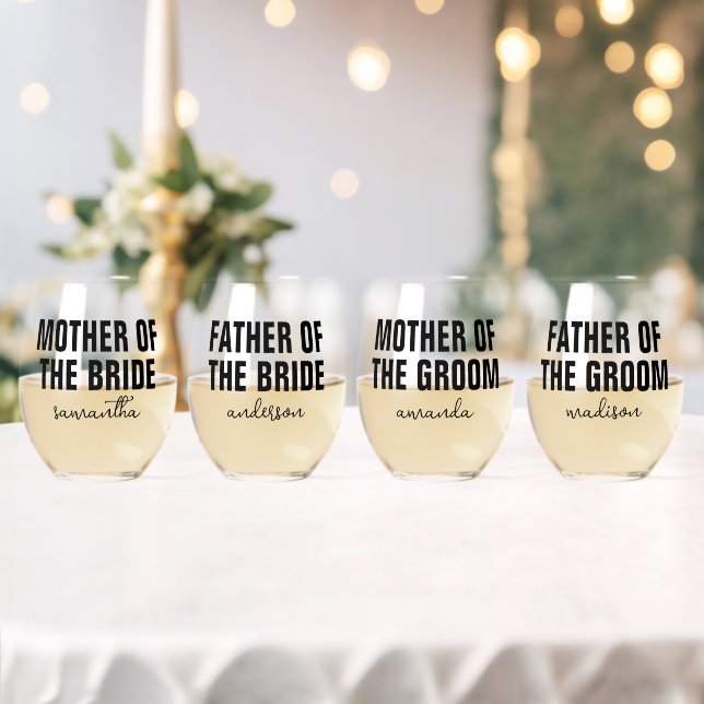 Hochzeit von personalisierten Vaterbräuten Weinglas Ohne Stiel (Insitu (Hochzeit))