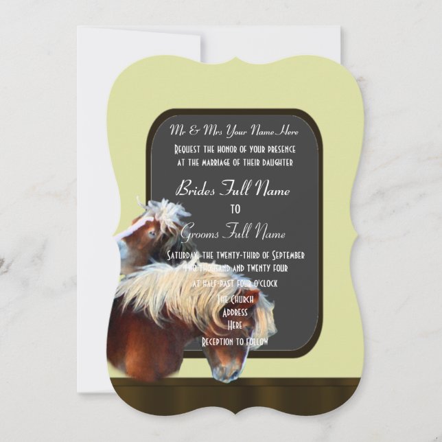 Hochzeit von Pferden und Pferden Einladung (Vorderseite)