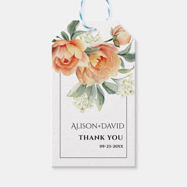 Hochzeit von Pfirsichbäumen und weißen Blume Geschenkanhänger (Vorderseite)